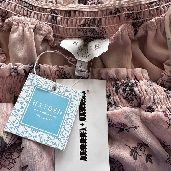 Boutique Royal & Reese Dress Dreamy Flowy Whimsy Bachelorette Blush Floral L NWT - Picture 7 of 11